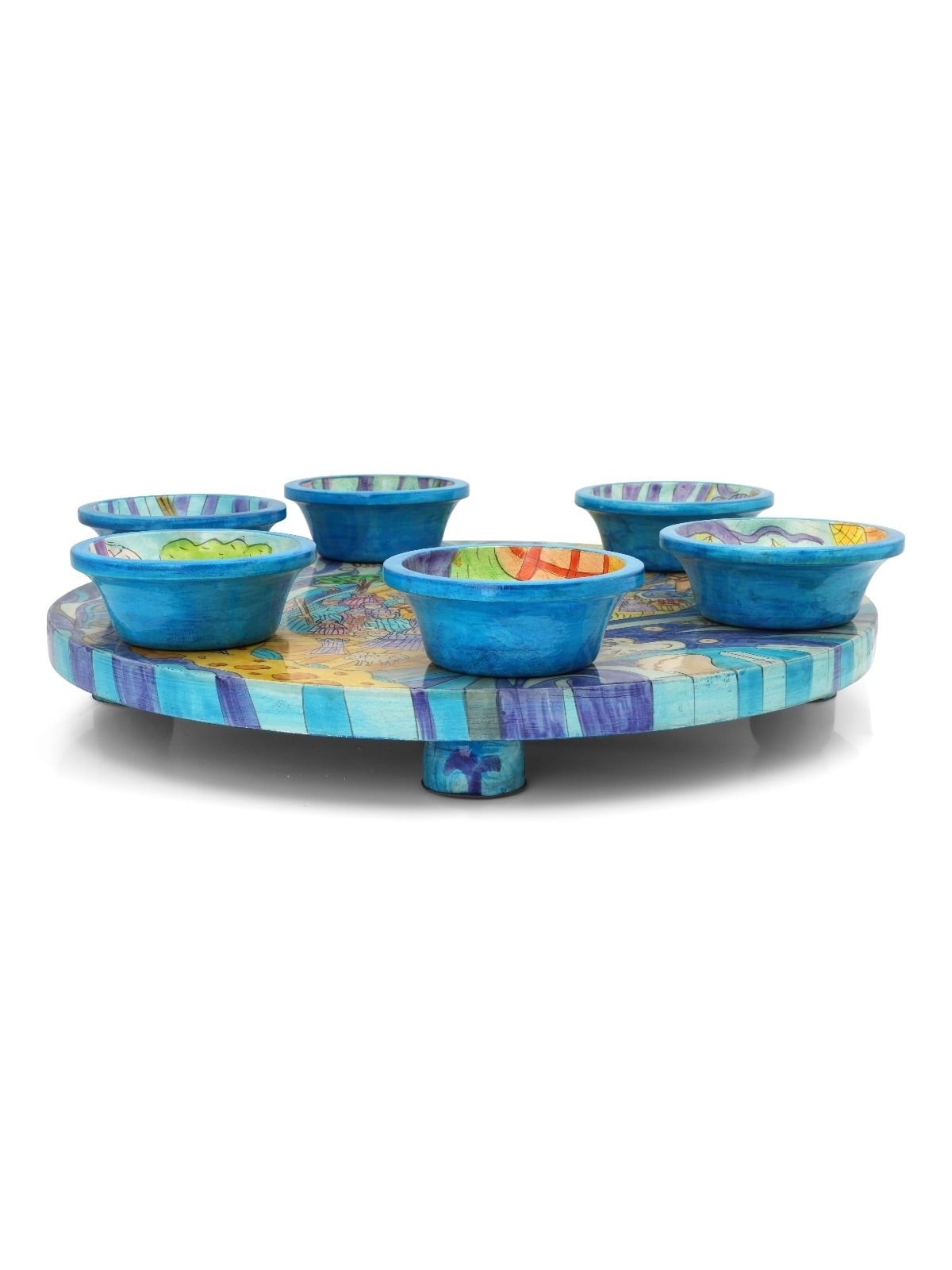 Wooden Seder Plate With Exodus Design By Yair Emanuel