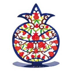 Yair Emanuel Hand-Painted Laser-Cut Metal Multicolored Pomegranate Scu