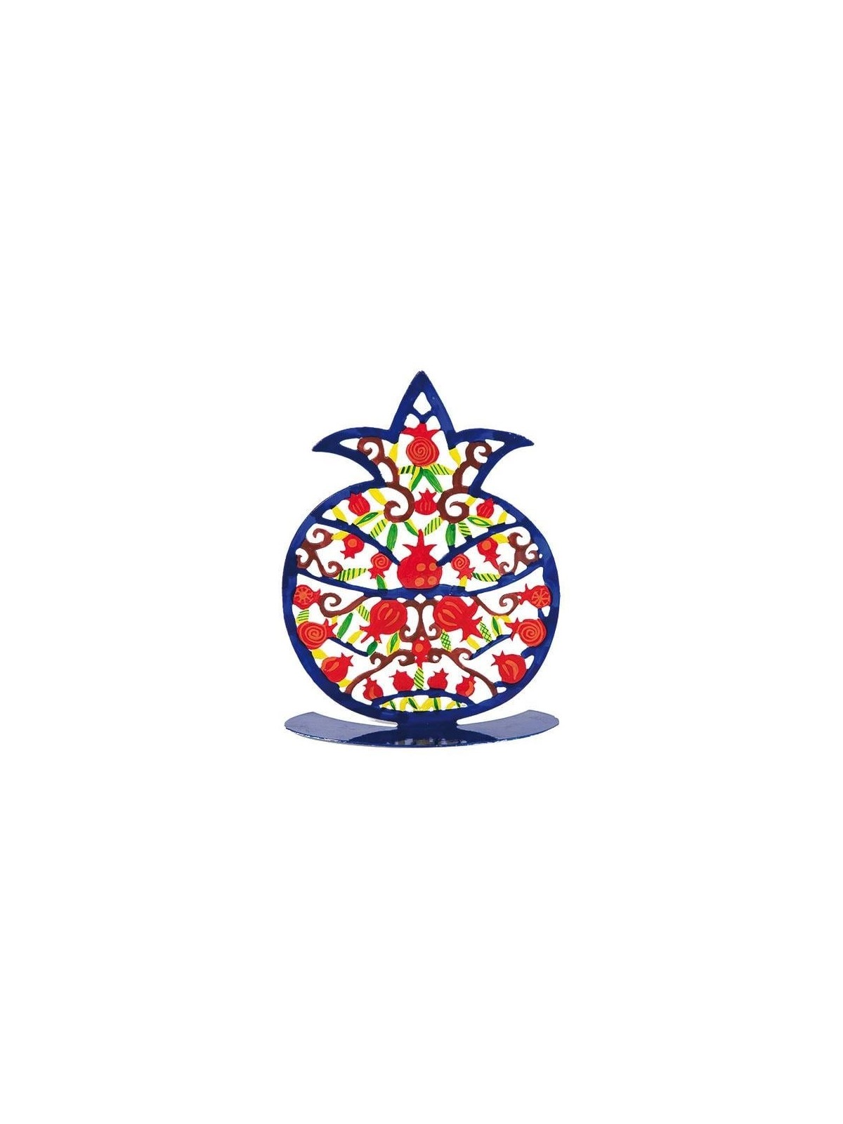 Yair Emanuel Hand-Painted Laser-Cut Metal Multicolored Pomegranate Scu