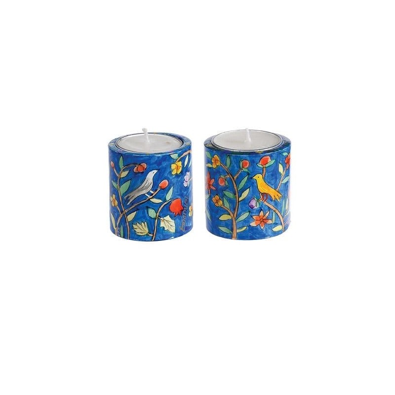 Yair Emanuel Hand Painted Wooden Candlesticks