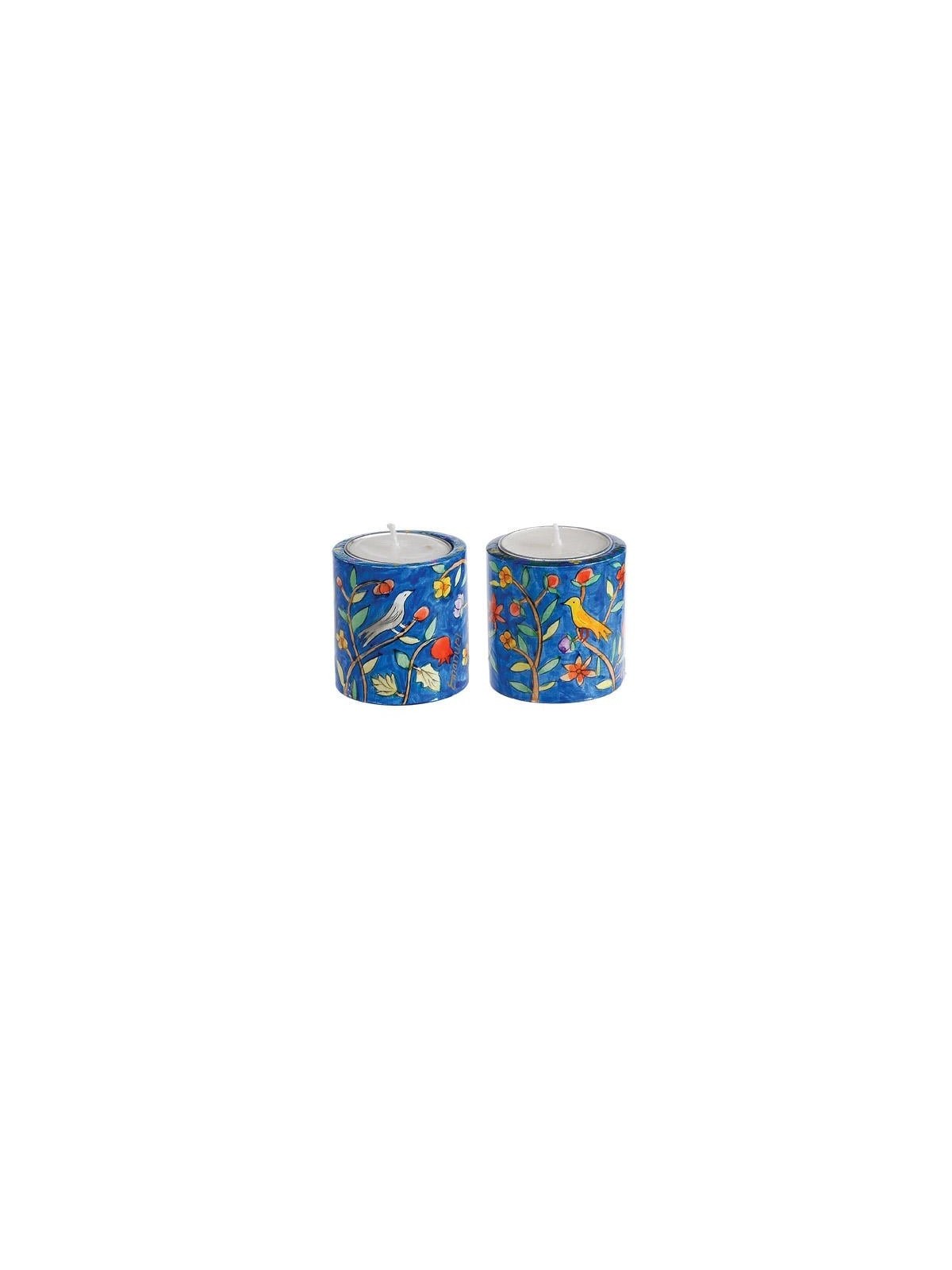 Yair Emanuel Hand Painted Wooden Candlesticks