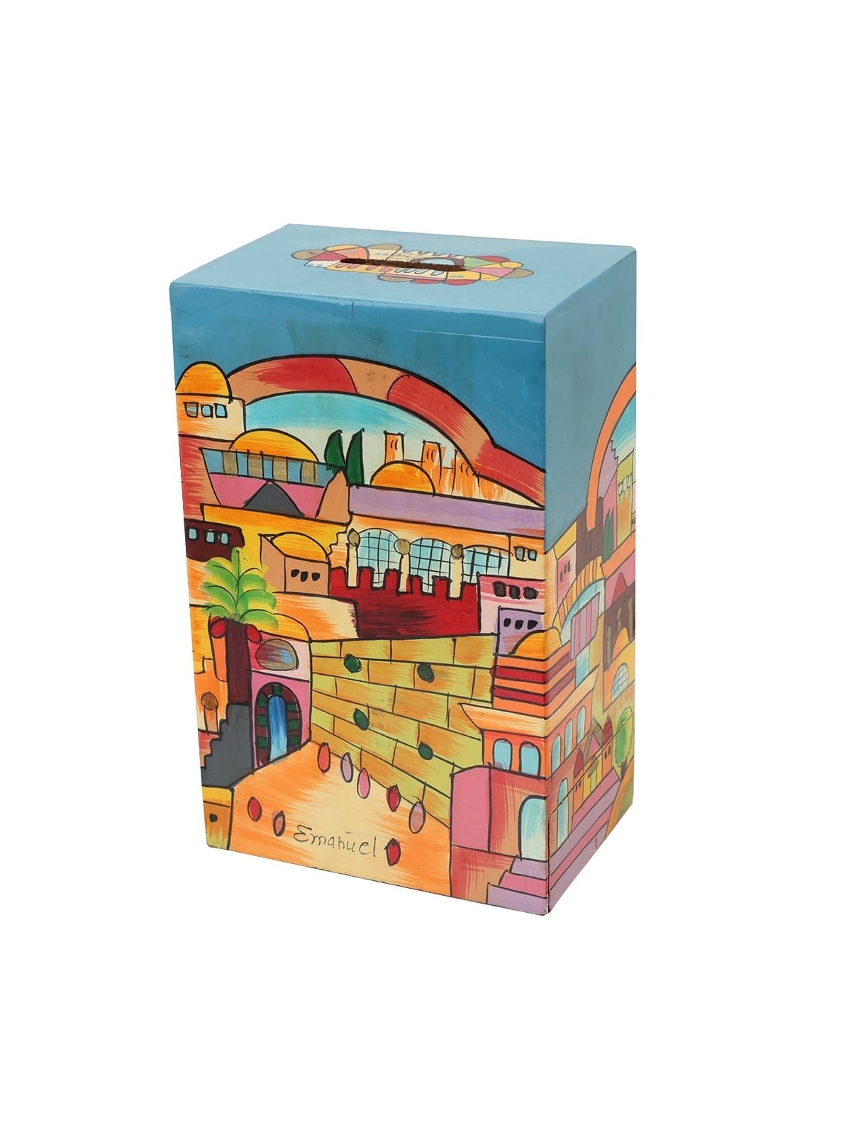 Yair Emanuel Rectangular Tzedakah (Charity) Box - Jerusalem