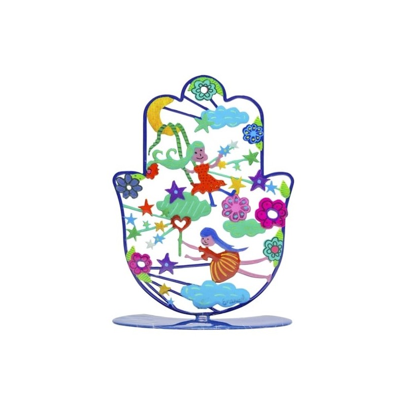 Decorative Painted Standing Hamsa by Yair Emanuel