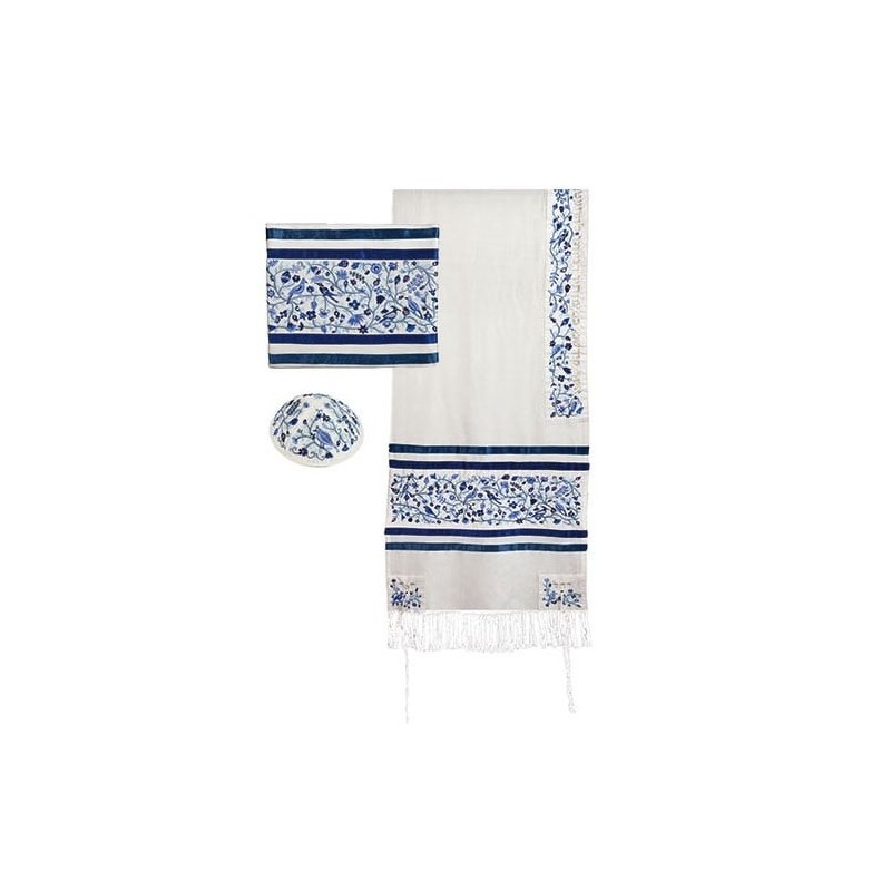 Yair Emanuel Birds and Flowers Full Embroidered Raw Silk Women's Talli