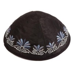 Yair Emanuel Embroidered Silk Kippah - Flowers