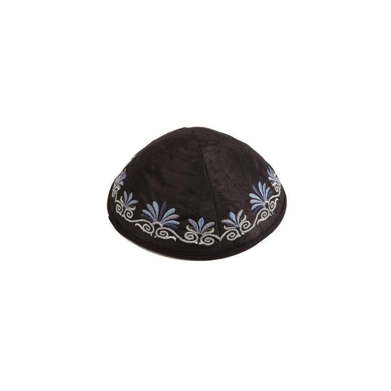 Yair Emanuel Embroidered Silk Kippah - Flowers