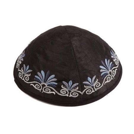 Yair Emanuel Embroidered Silk Kippah - Flowers