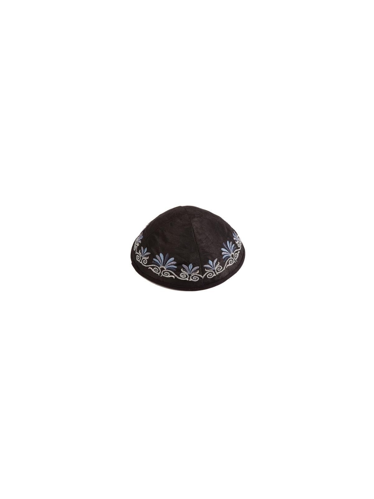 Yair Emanuel Embroidered Silk Kippah - Flowers