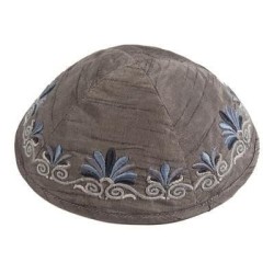 Yair Emanuel Embroidered Silk Kippah - Flowers