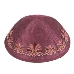 Yair Emanuel Embroidered Silk Kippah - Flowers