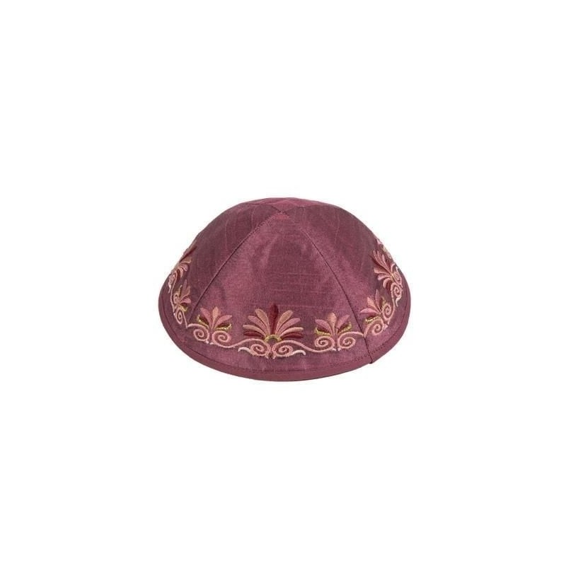 Yair Emanuel Embroidered Silk Kippah - Flowers