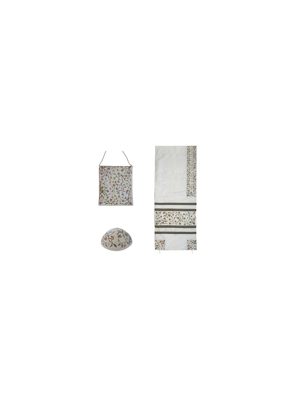 Yair Emanuel Embroidered 'Tallisack' Tallit - Flowers (White)