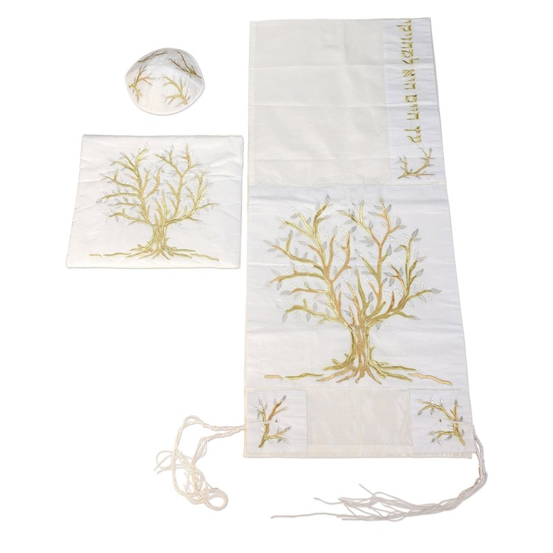 Yair Emanuel Embroidered Tree of Life Tallit - Gold & Silver