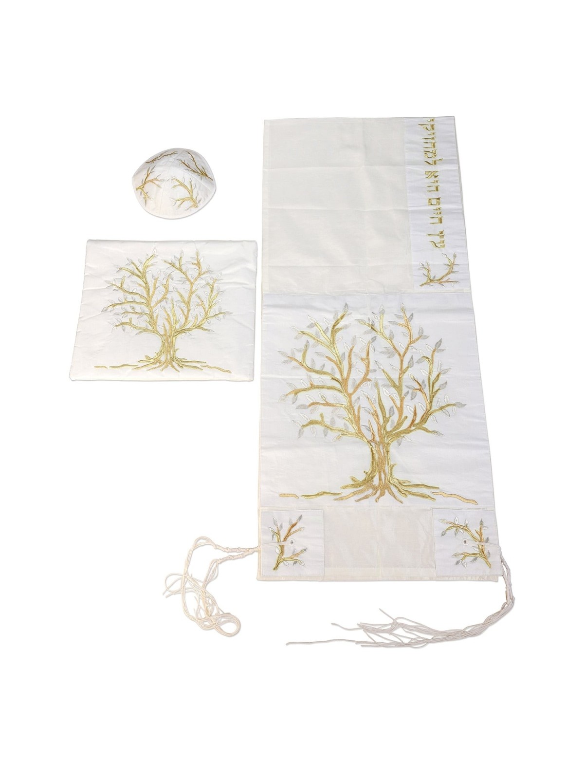 Yair Emanuel Embroidered Tree of Life Tallit - Gold & Silver