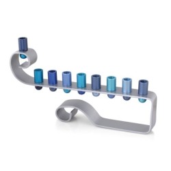 Yair Emanuel Anodized Aluminum Curls Hanukkah Menorah