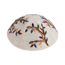 Tree of Life: Yair Emanuel Embroidered Silk Kippah
