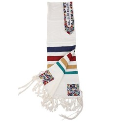 Star of David: Yair Emanuel Embroidered Cotton Tallit (Multicolor)