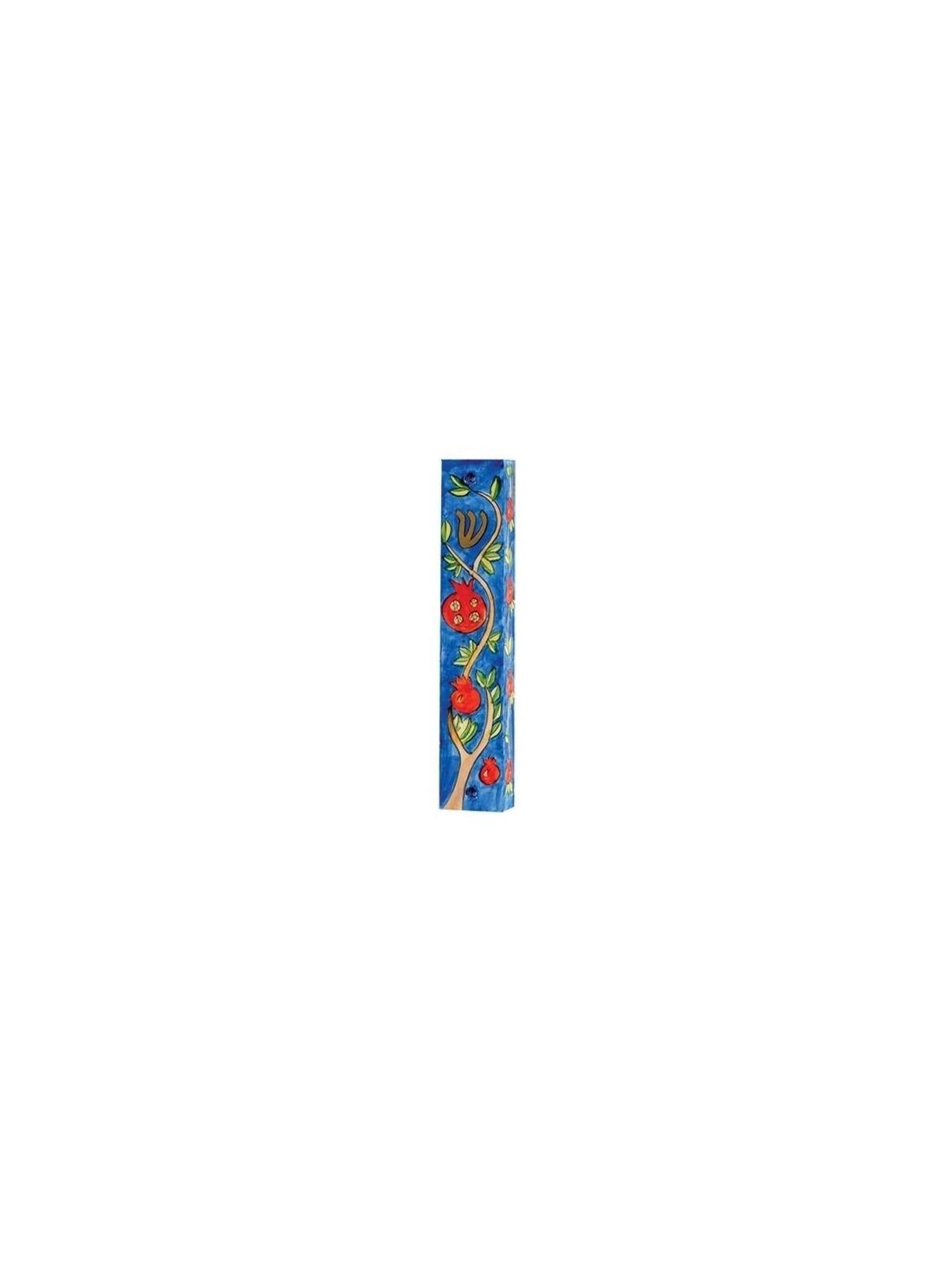 Yair Emanuel Large Wooden Mezuzah - Pomegranates