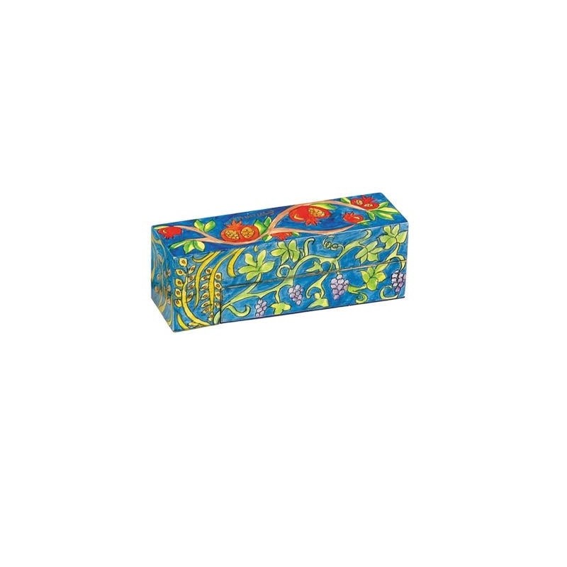 Yair Emanuel Wooden Travel Hanukkah Menorah - Seven Species