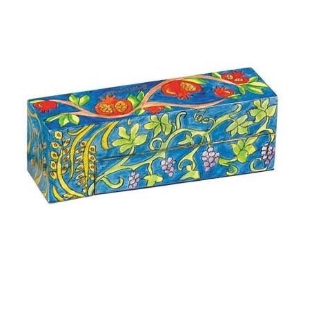 Yair Emanuel Wooden Travel Hanukkah Menorah - Seven Species