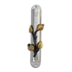 Yair Emanuel Stainless Steel Pomegranates Mezuzah (for 12cm Scroll)