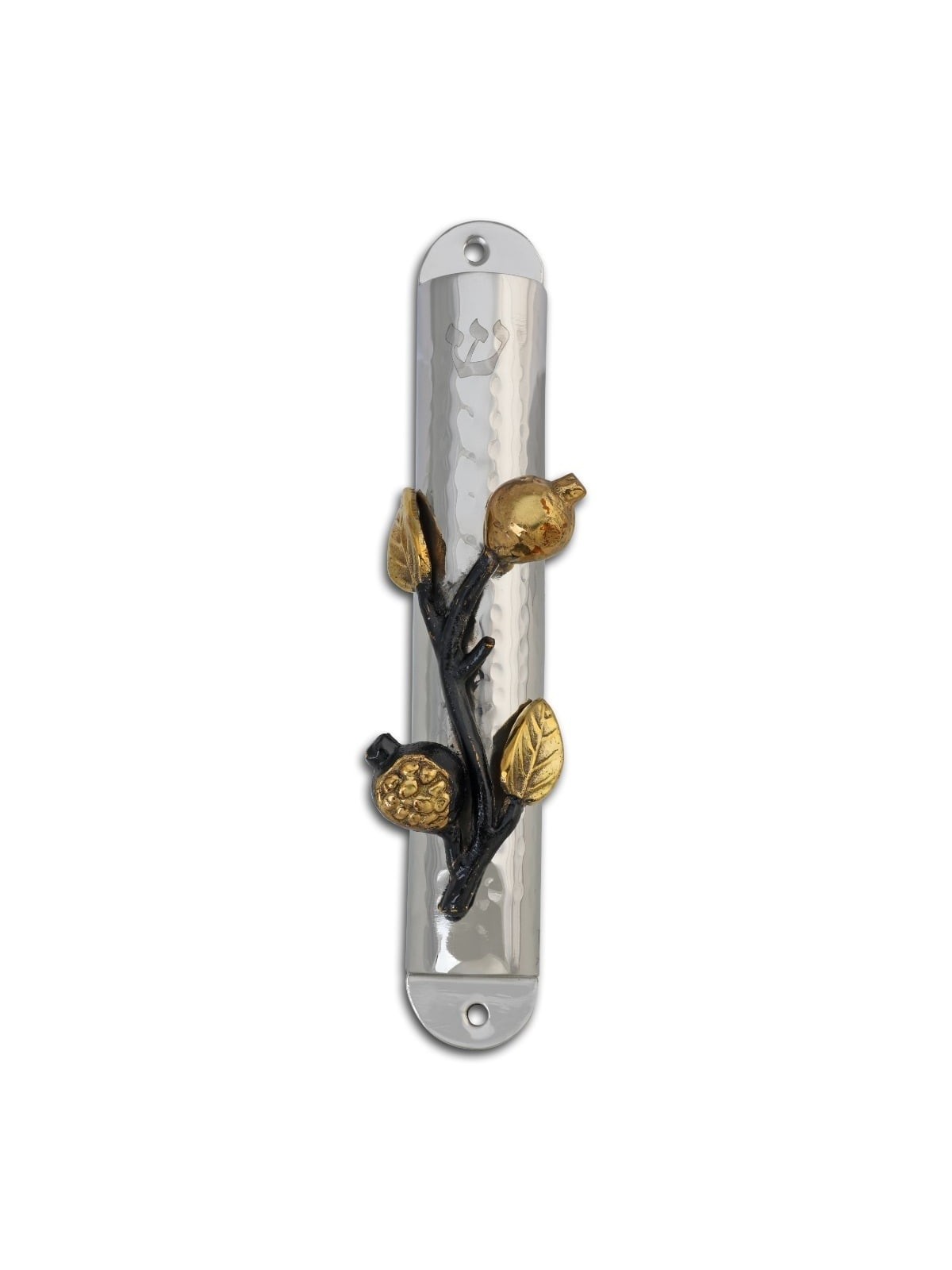Yair Emanuel Stainless Steel Pomegranates Mezuzah (for 12cm Scroll)