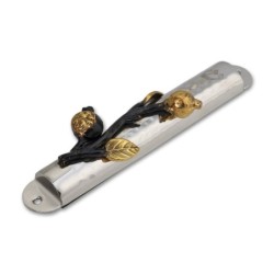 Yair Emanuel Stainless Steel Pomegranates Mezuzah (for 12cm Scroll)