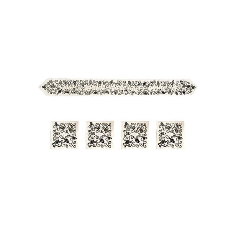 Yair Emanuel Embroidered Atarah with Pomegranate & Blessing - Black &