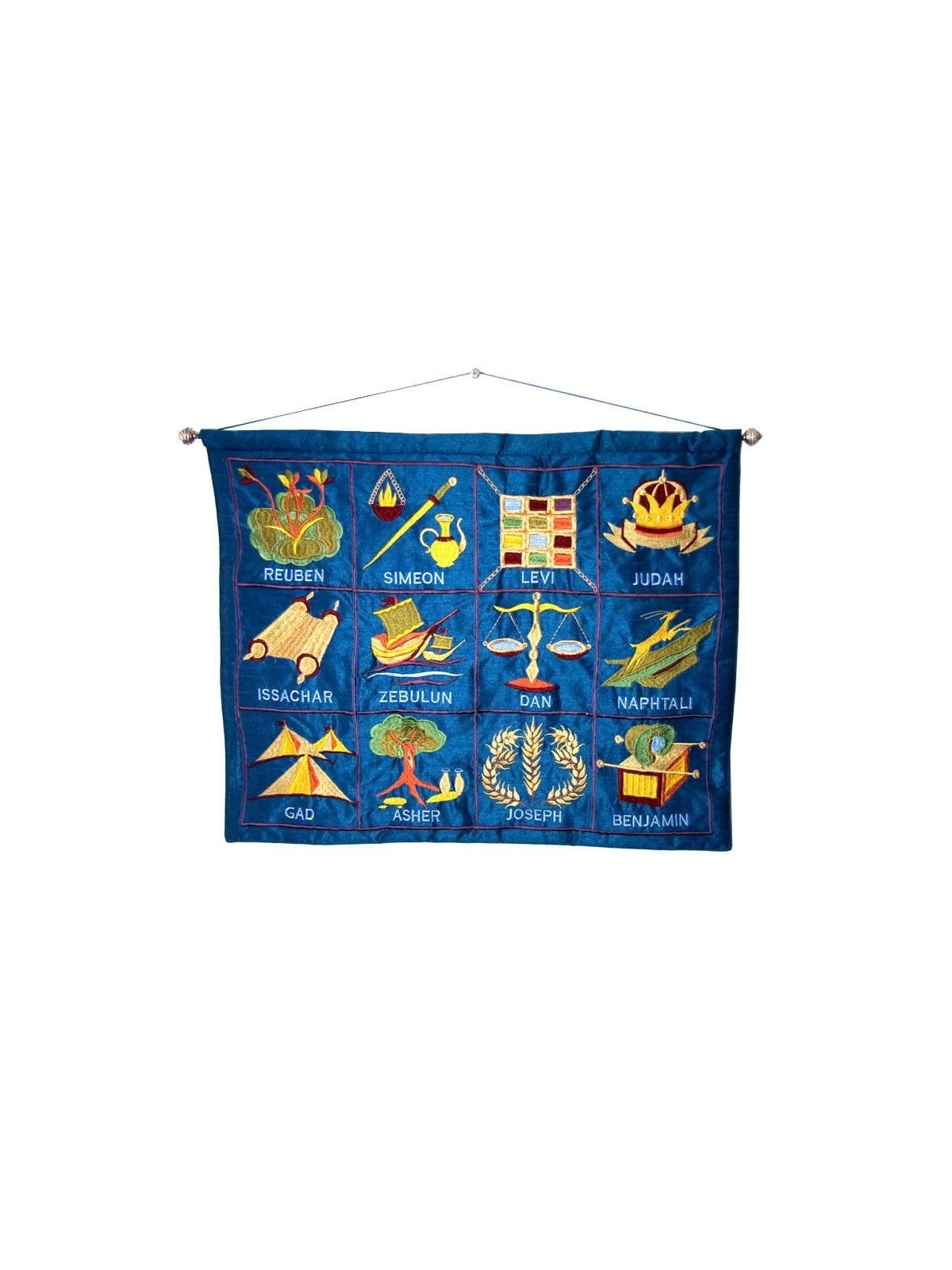 Yair Emanuel Large Embroidered Wall Hanging - 12 Tribes - English