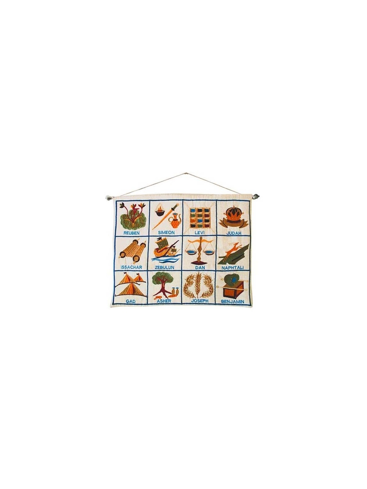 Yair Emanuel Large Embroidered Wall Hanging - 12 Tribes - English