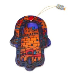 Yair Emanuel Large Glass Hamsa - Old Jerusalem