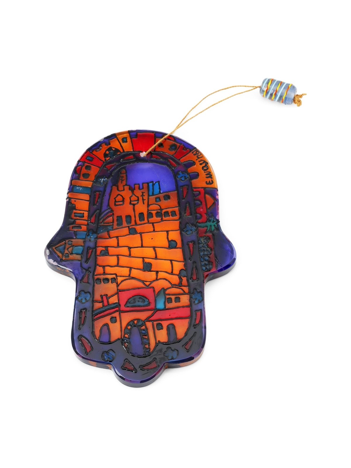 Yair Emanuel Large Glass Hamsa - Old Jerusalem