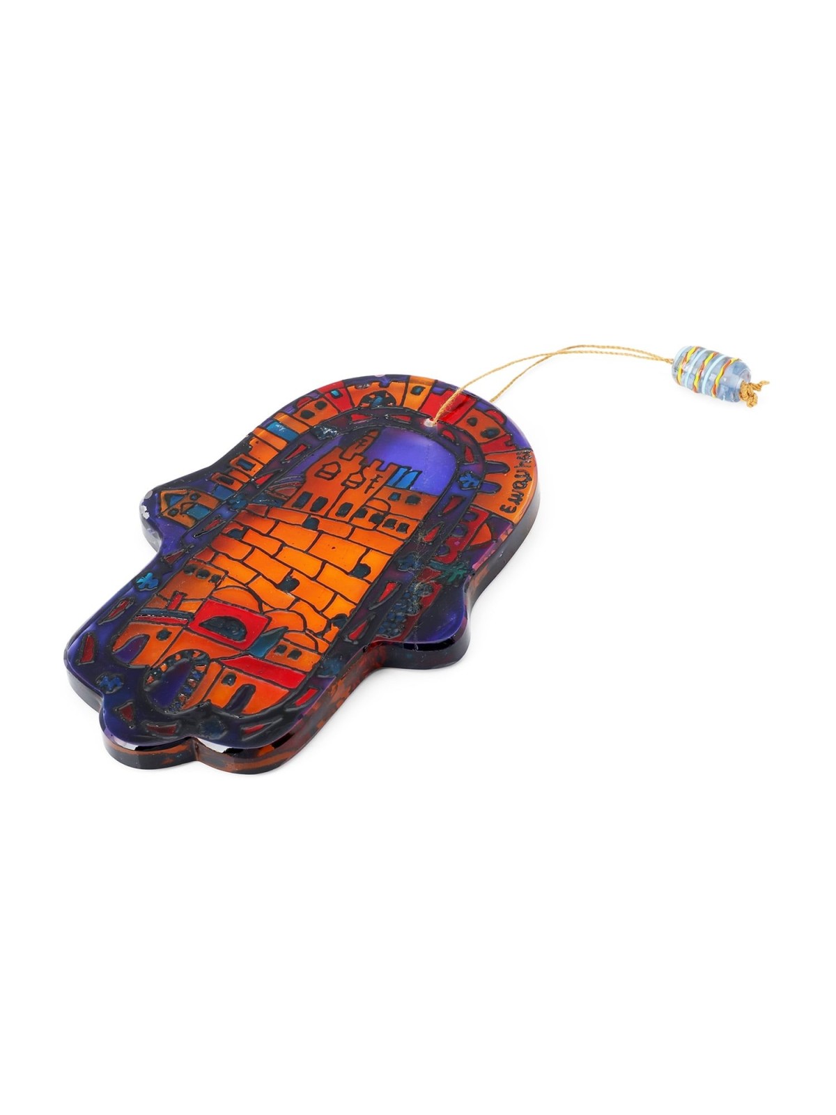 Yair Emanuel Large Glass Hamsa - Old Jerusalem