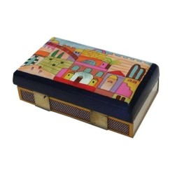 Yair Emanuel Kitchen Size Painted Wooden Match Box - Jerusalem Kotel