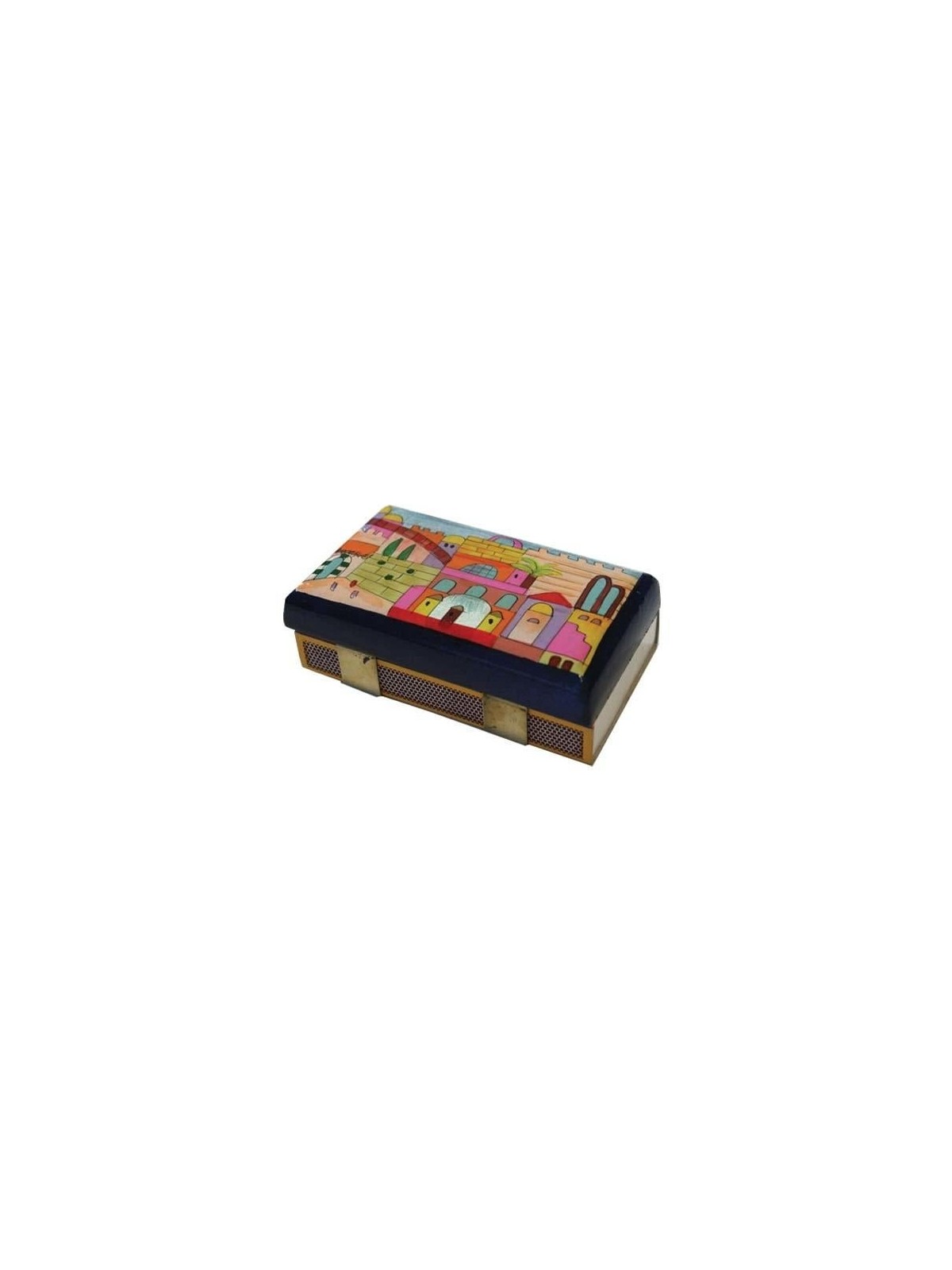 Yair Emanuel Kitchen Size Painted Wooden Match Box - Jerusalem Kotel