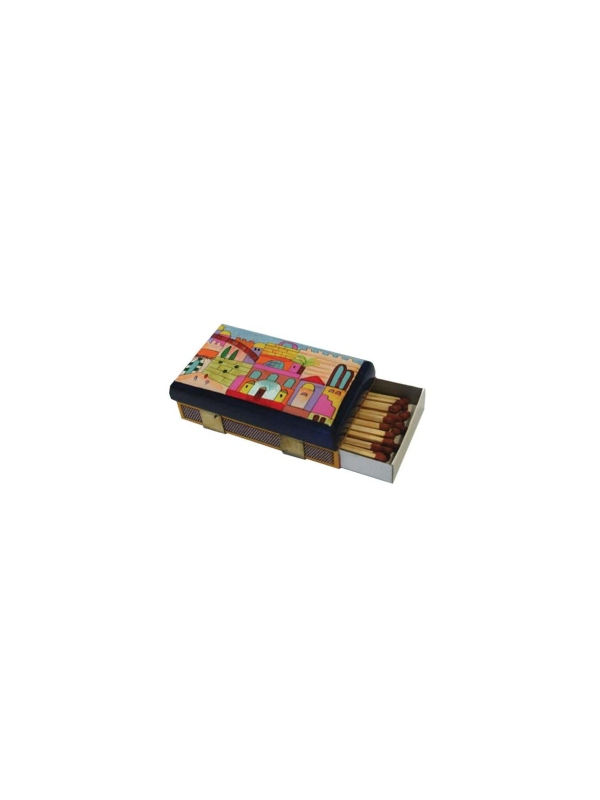 Yair Emanuel Kitchen Size Painted Wooden Match Box - Jerusalem Kotel
