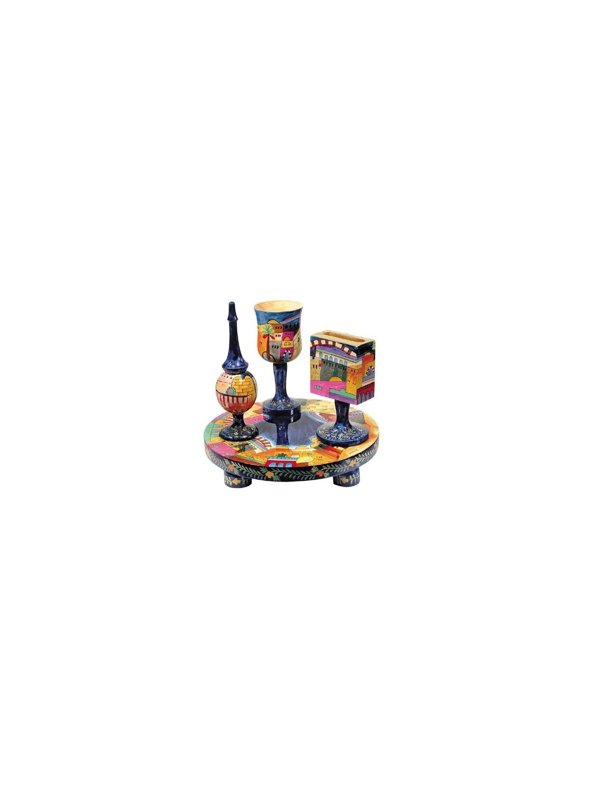Yair Emanuel Wooden Havdalah Set - Jerusalem
