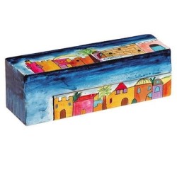 Yair Emanuel Wooden Travel Hanukkah Menorah - Jerusalem