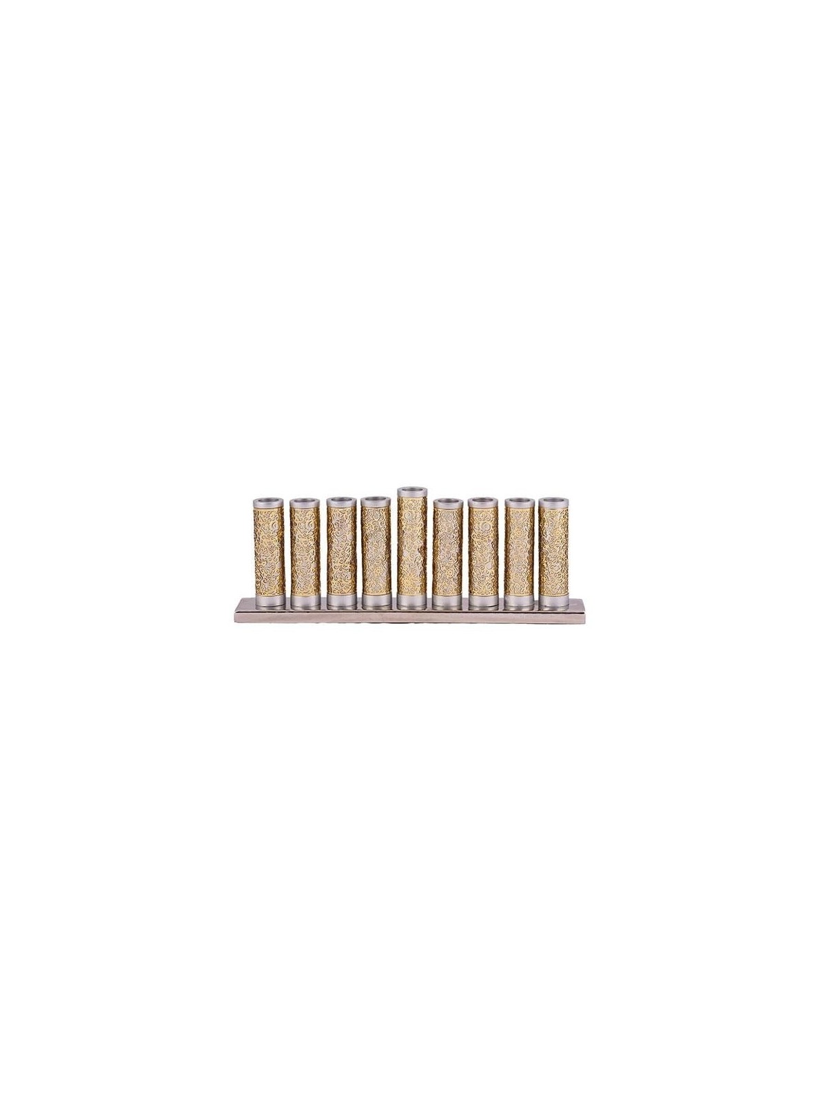 Yair Emanuel Cylinder Hanukkah Menorah with Pomegranate Metal Cut-Out