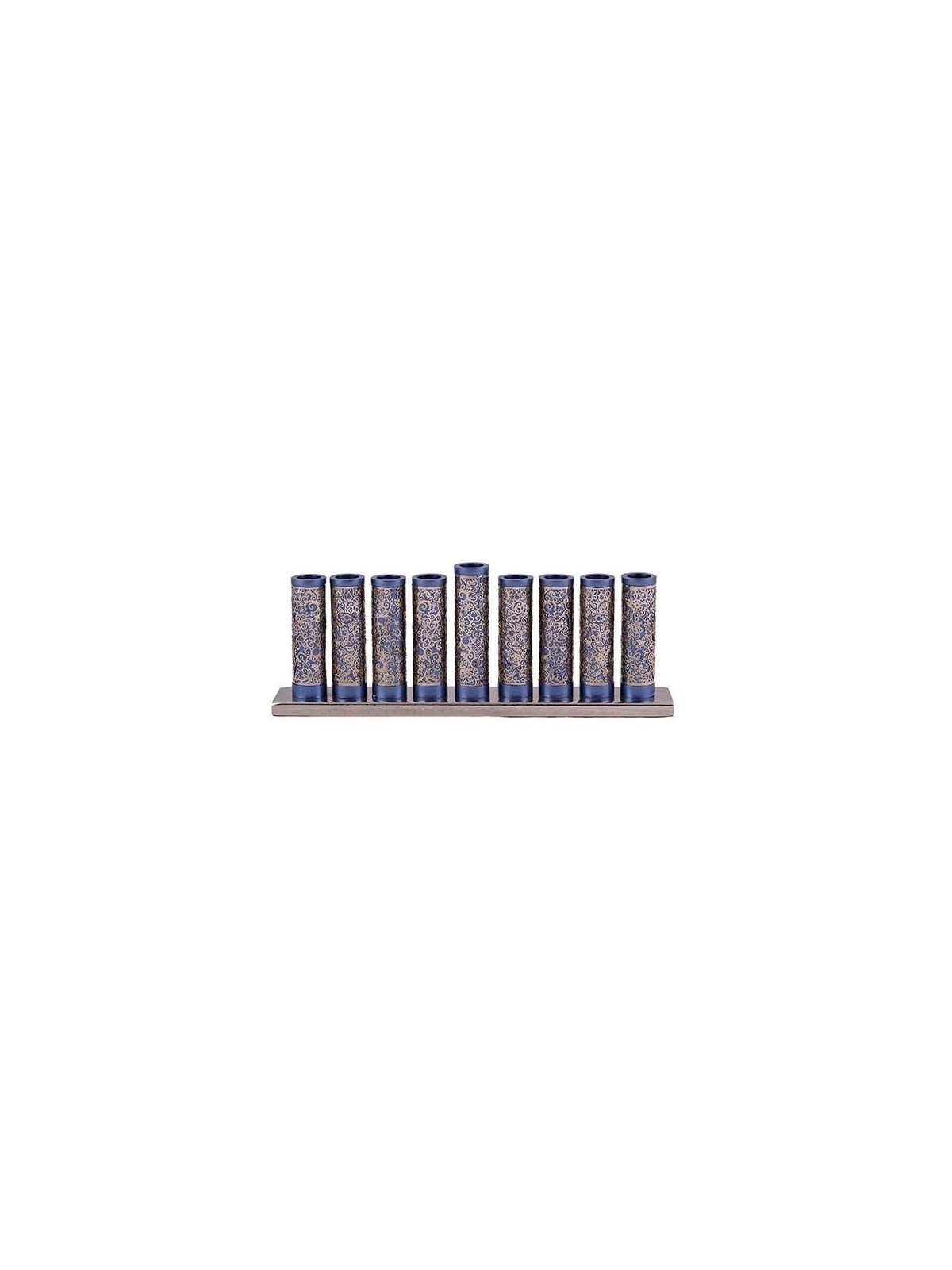 Yair Emanuel Cylinder Hanukkah Menorah with Pomegranate Metal Cut-Out