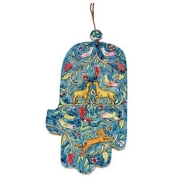 Yair Emanuel Wood Painted Hamsa - Nature