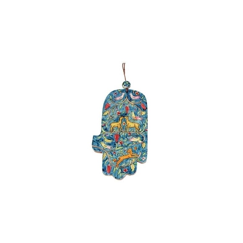 Yair Emanuel Wood Painted Hamsa - Nature