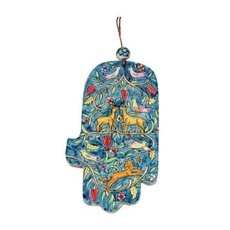 Yair Emanuel Wood Painted Hamsa - Nature