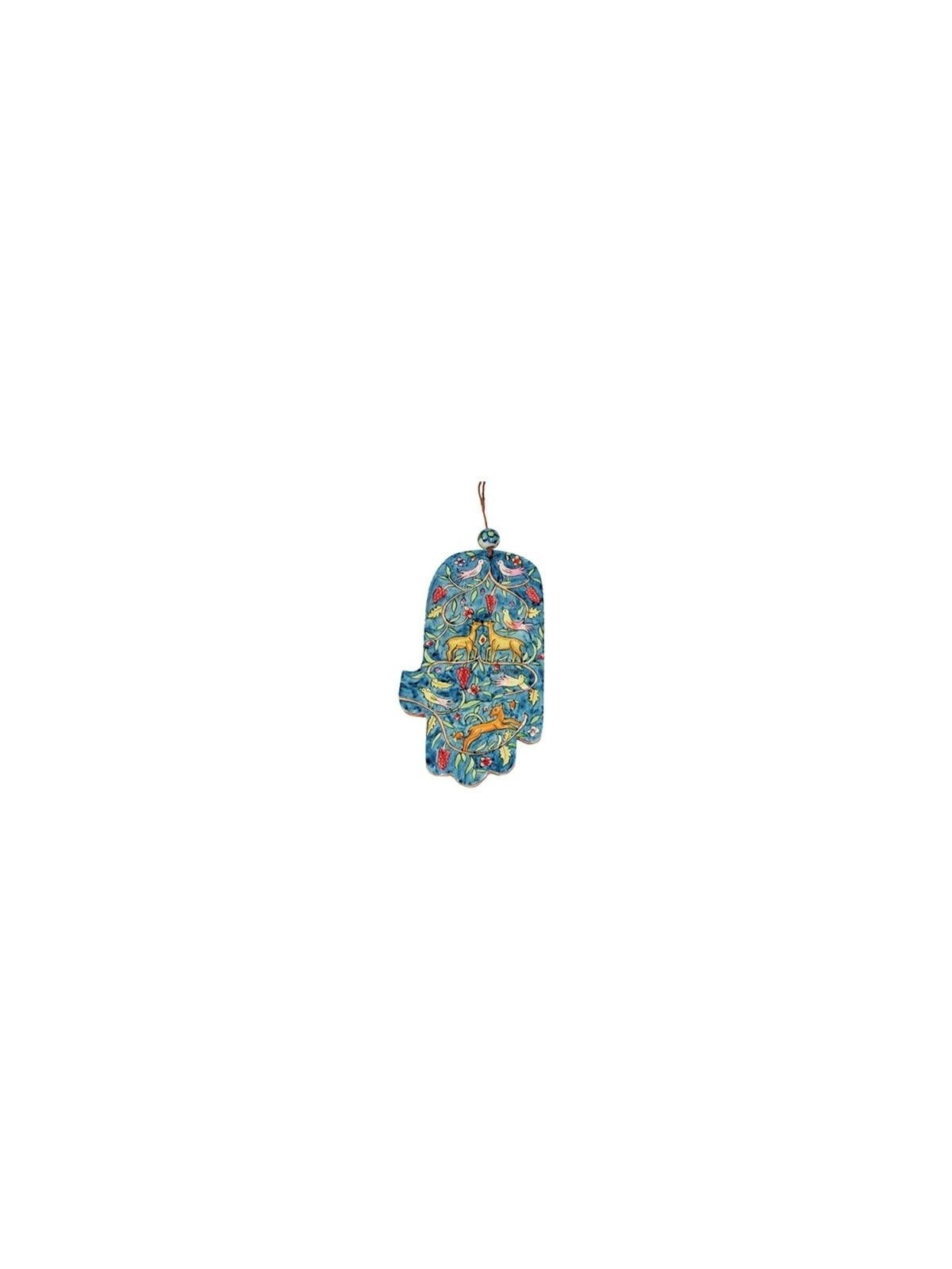 Yair Emanuel Wood Painted Hamsa - Nature