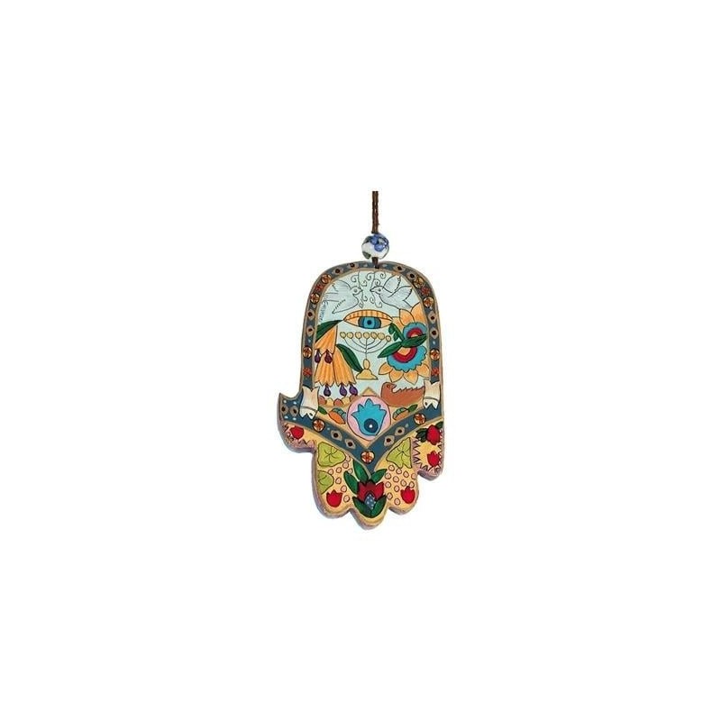 Yair Emanuel Wood Painted Hamsa - Collage