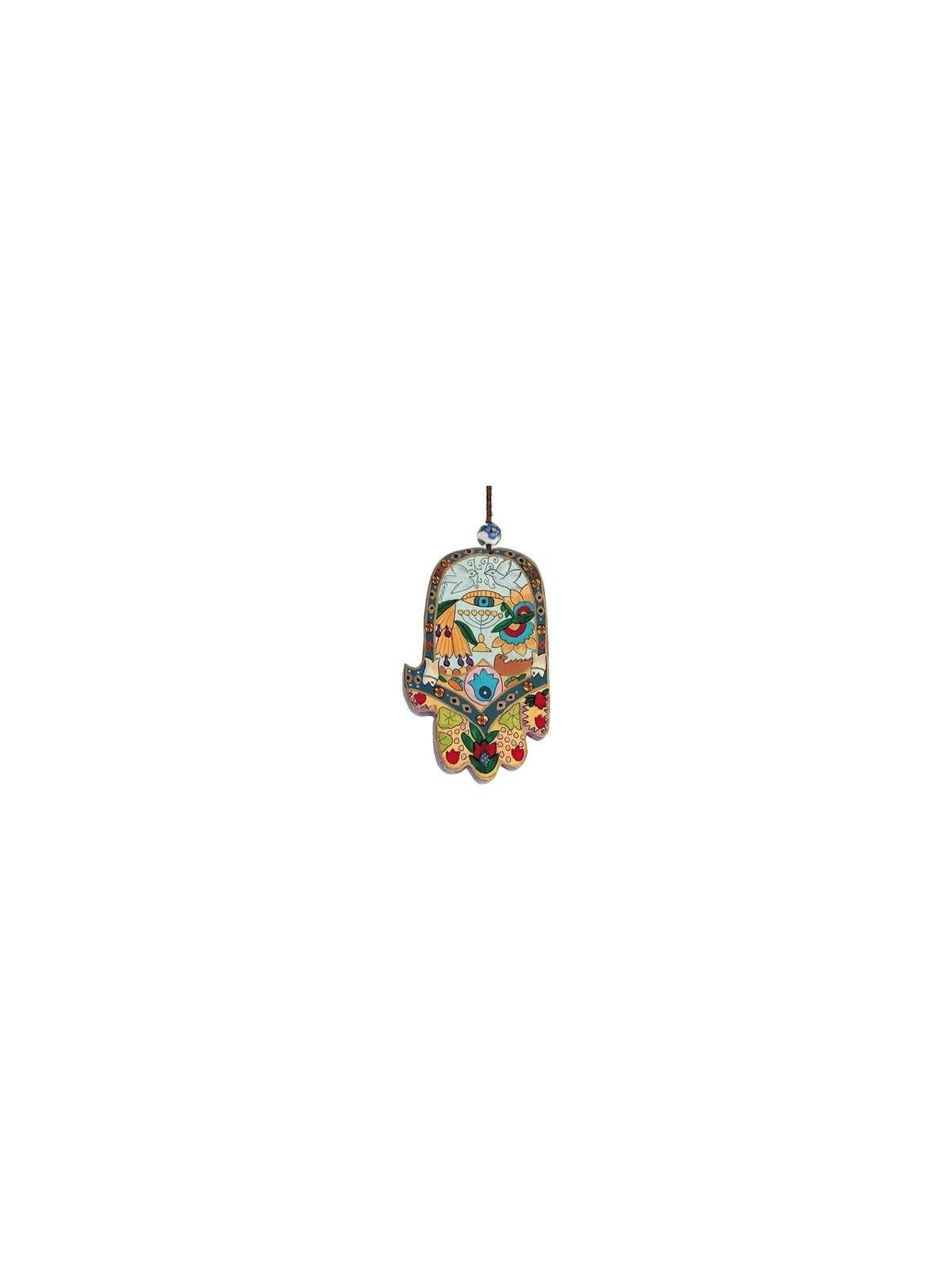 Yair Emanuel Wood Painted Hamsa - Collage