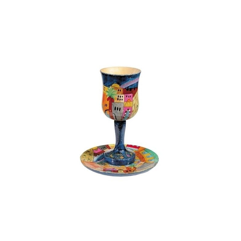 Yair Emanuel Stemmed Cup and Saucer - Jerusalem at Night