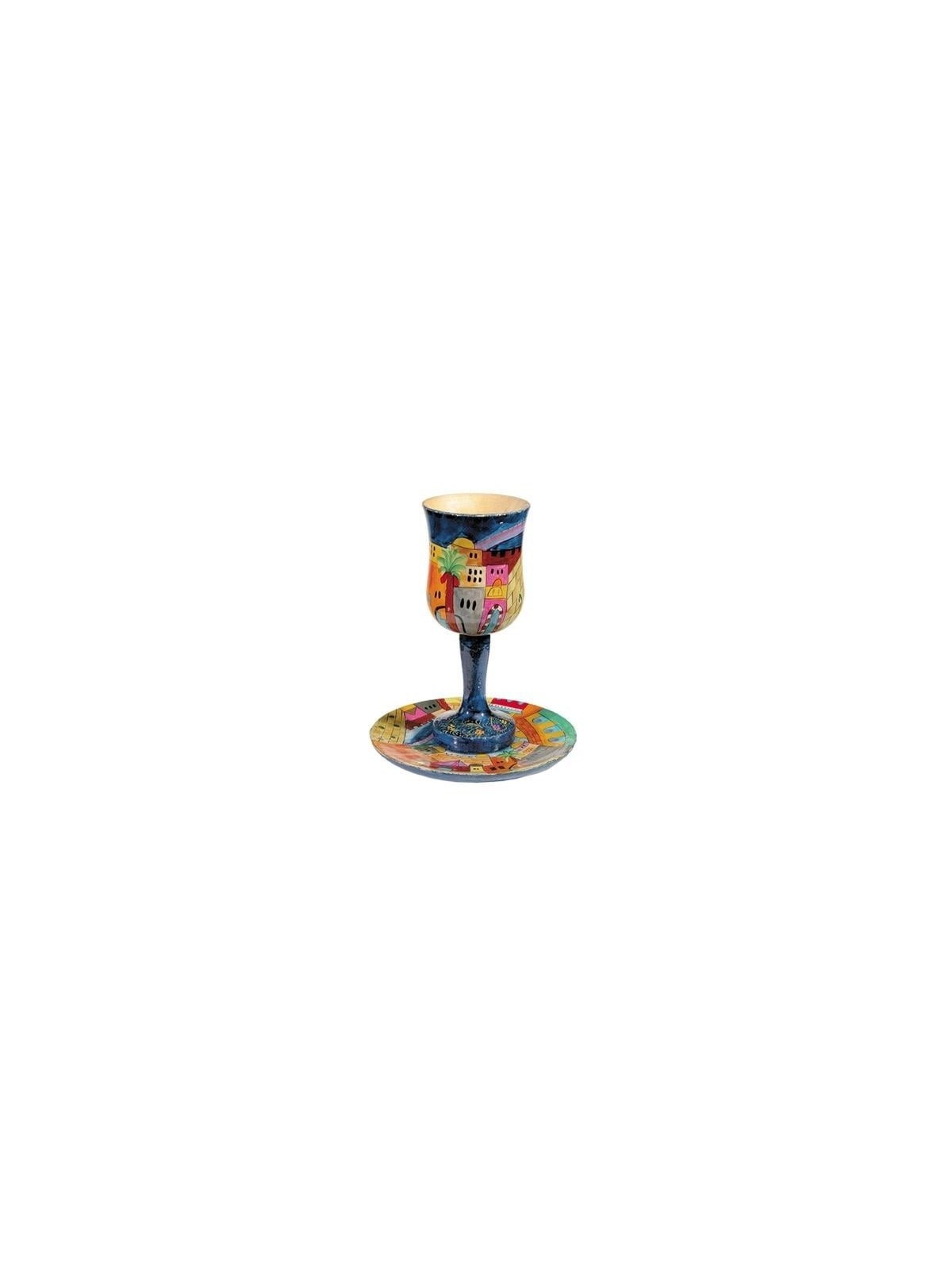 Yair Emanuel Stemmed Cup and Saucer - Jerusalem at Night