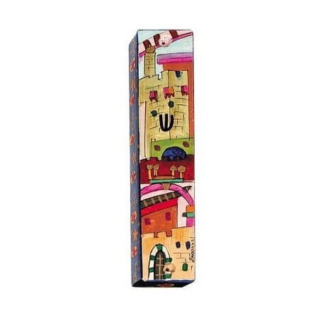 Yair Emanuel Large Wooden Mezuzah - Jerusalem