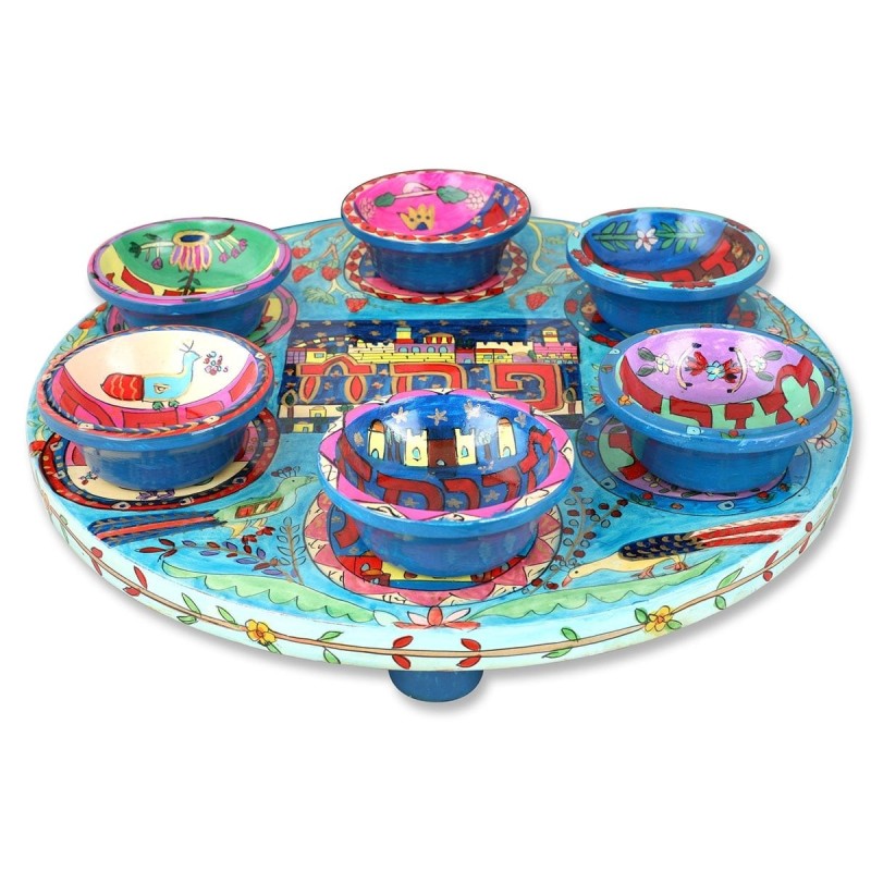 Wooden Seder Plate With Oriental Design By Yair Emanuel